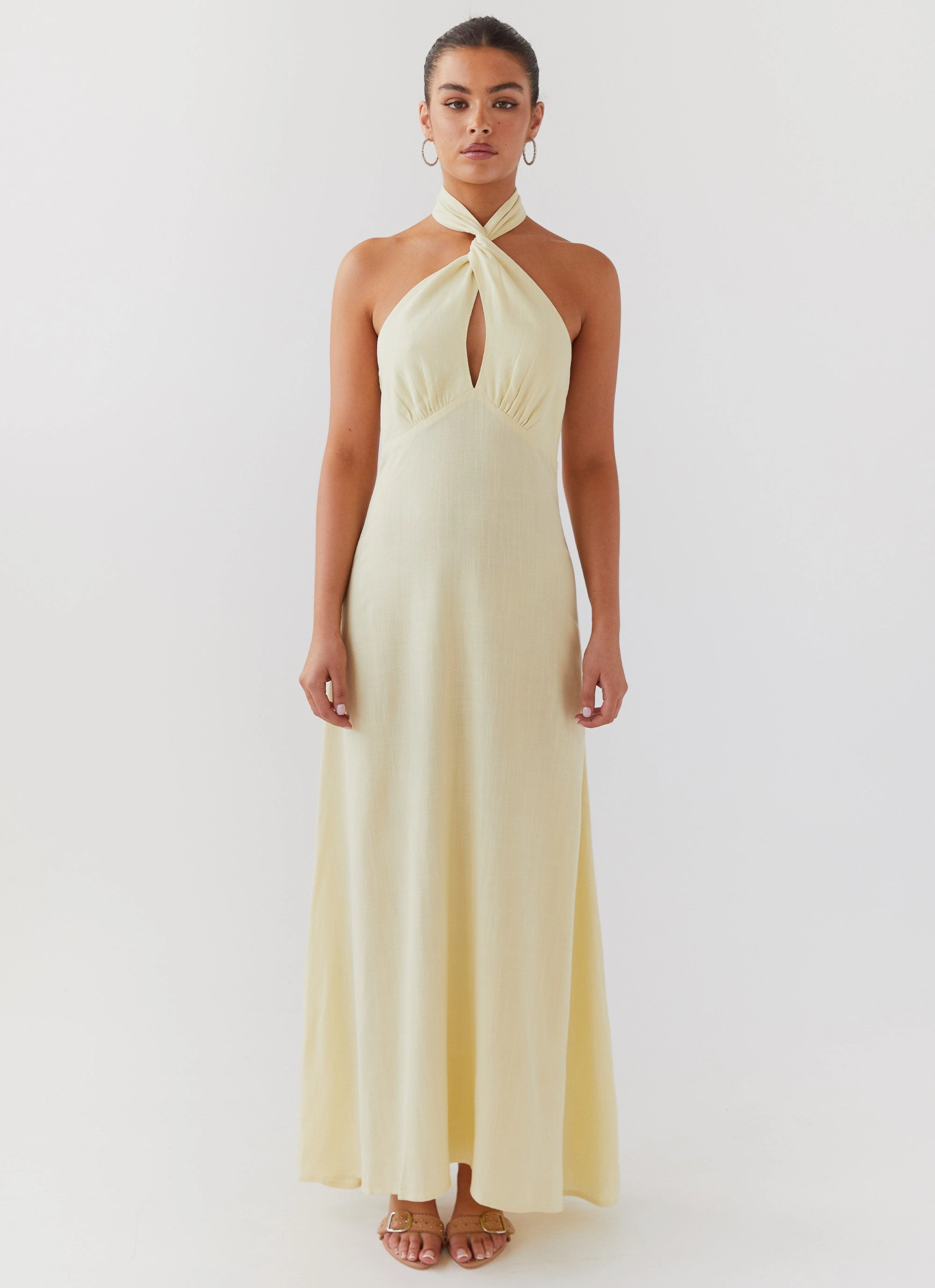 Casual Layering Adrienne Linen Maxi Dress - Lemon