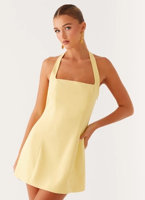 Remi Halter Mini Dress - Yellow Contemporary Fit Transitional Outerwear