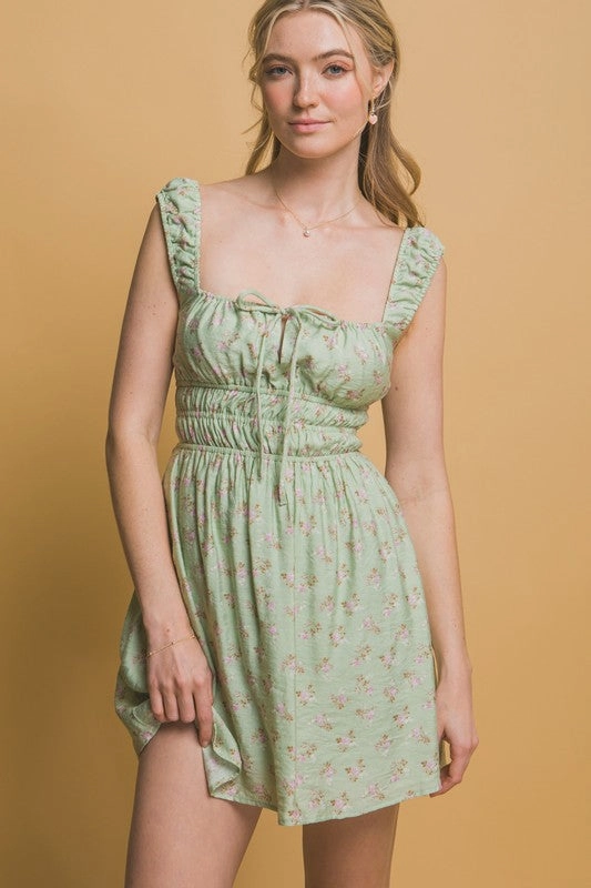 Smooth silhouette Soft Mesh Remy Floral Dress With Elasticated Details