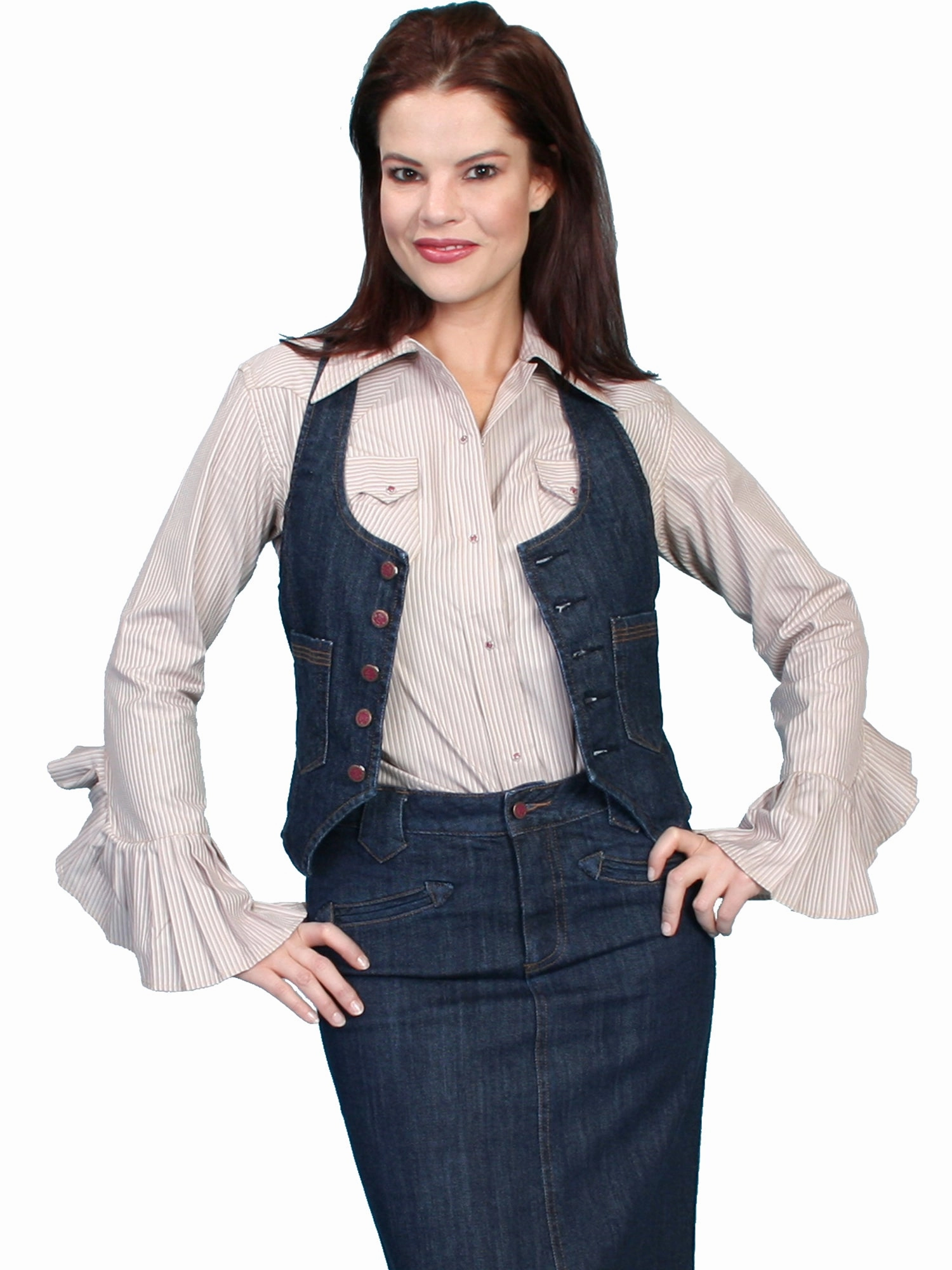 Date night Style Vibes Scully Womens Denim Cotton Blend Racer Back Skirt Suit