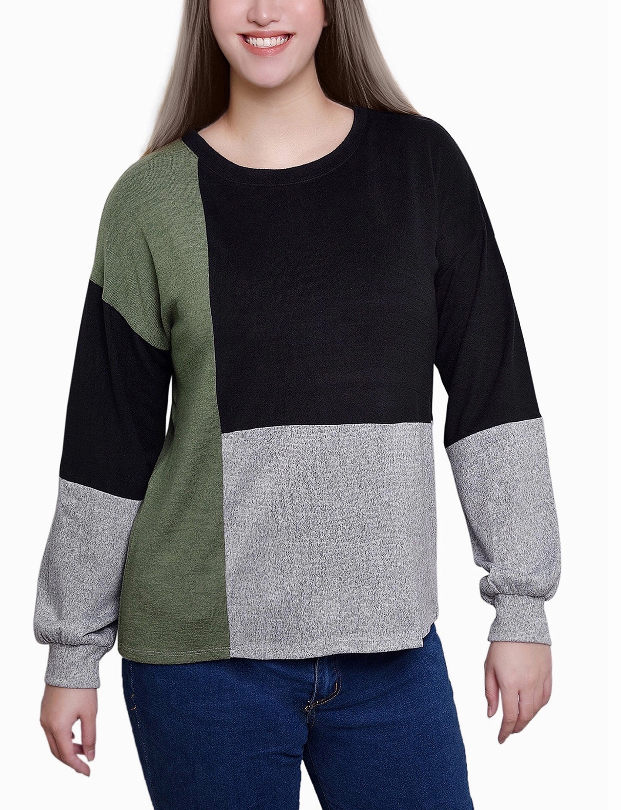Long Sleeve Colorblocked Top Sustainable Production Methods LightweightTexture