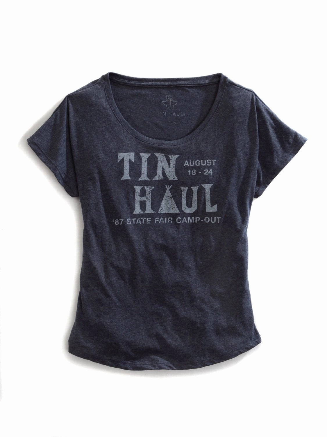 Trendsetting Workwear Approved Tin Haul Womens State Fair Camp Out Navy 100% Cotton S/S T-Shirt