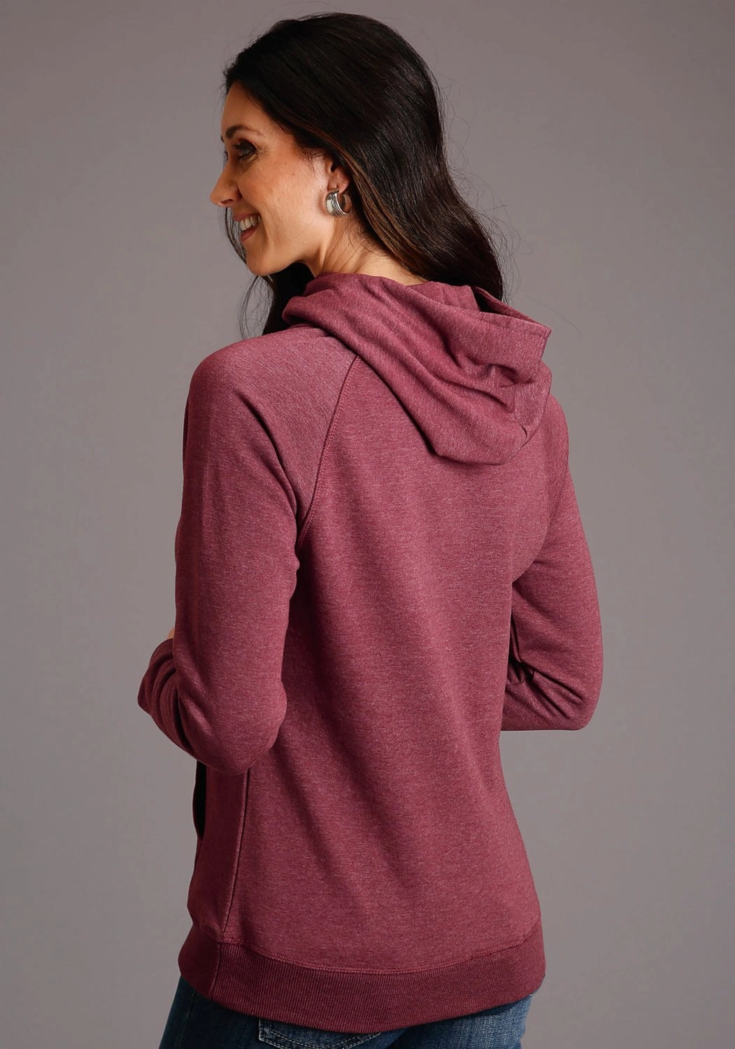 Warm Layer Option Stetson Womens Maroon Cotton Blend Bandana Screenprint Hoodie