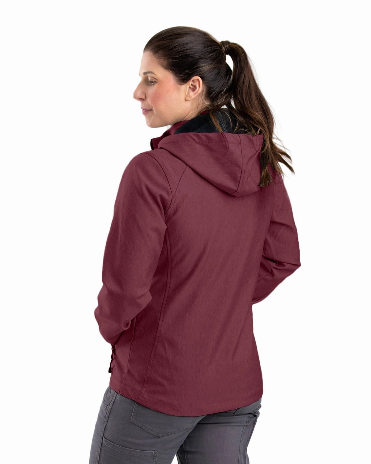 Glow In Dark Accents Berne Maroon Polyester Ladies Eiger Hooded Softshell