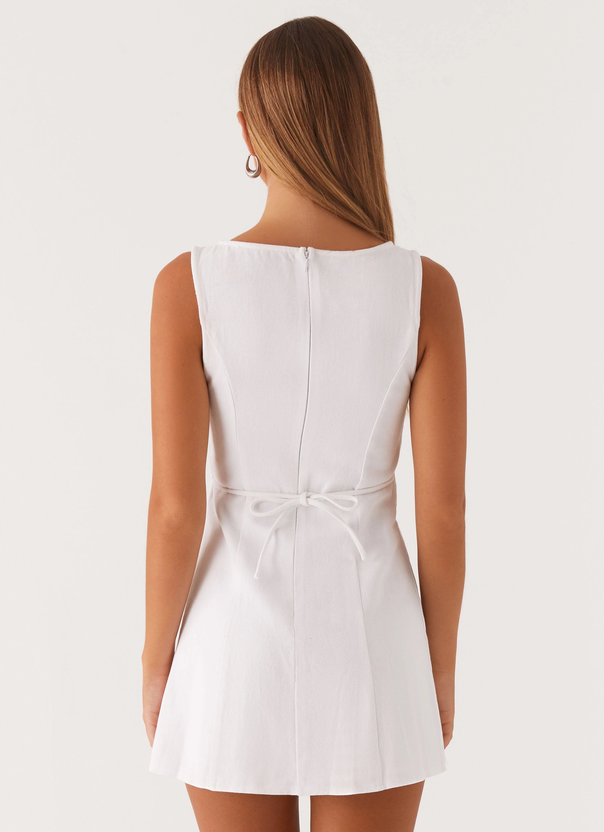 Rochelle Denim Mini Dress - White Blue Sky