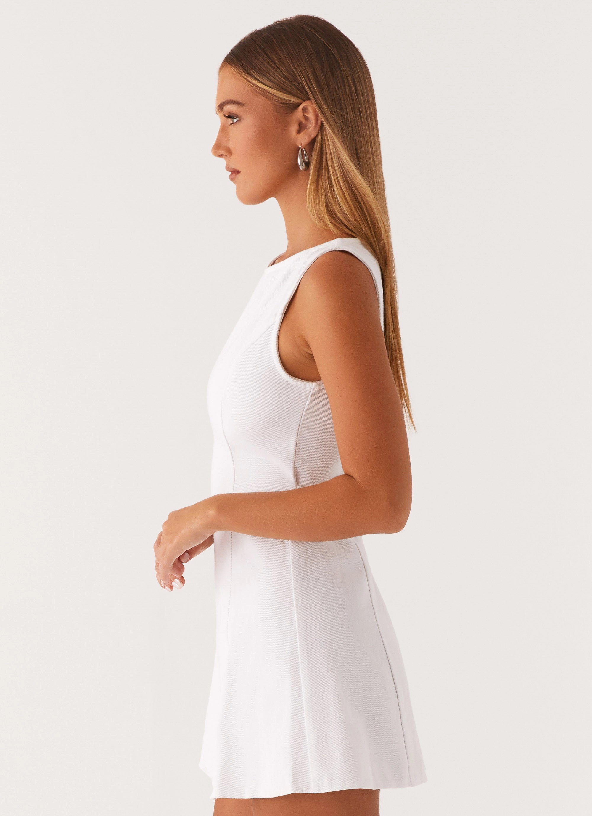 Modern Coat Rochelle Denim Mini Dress - White