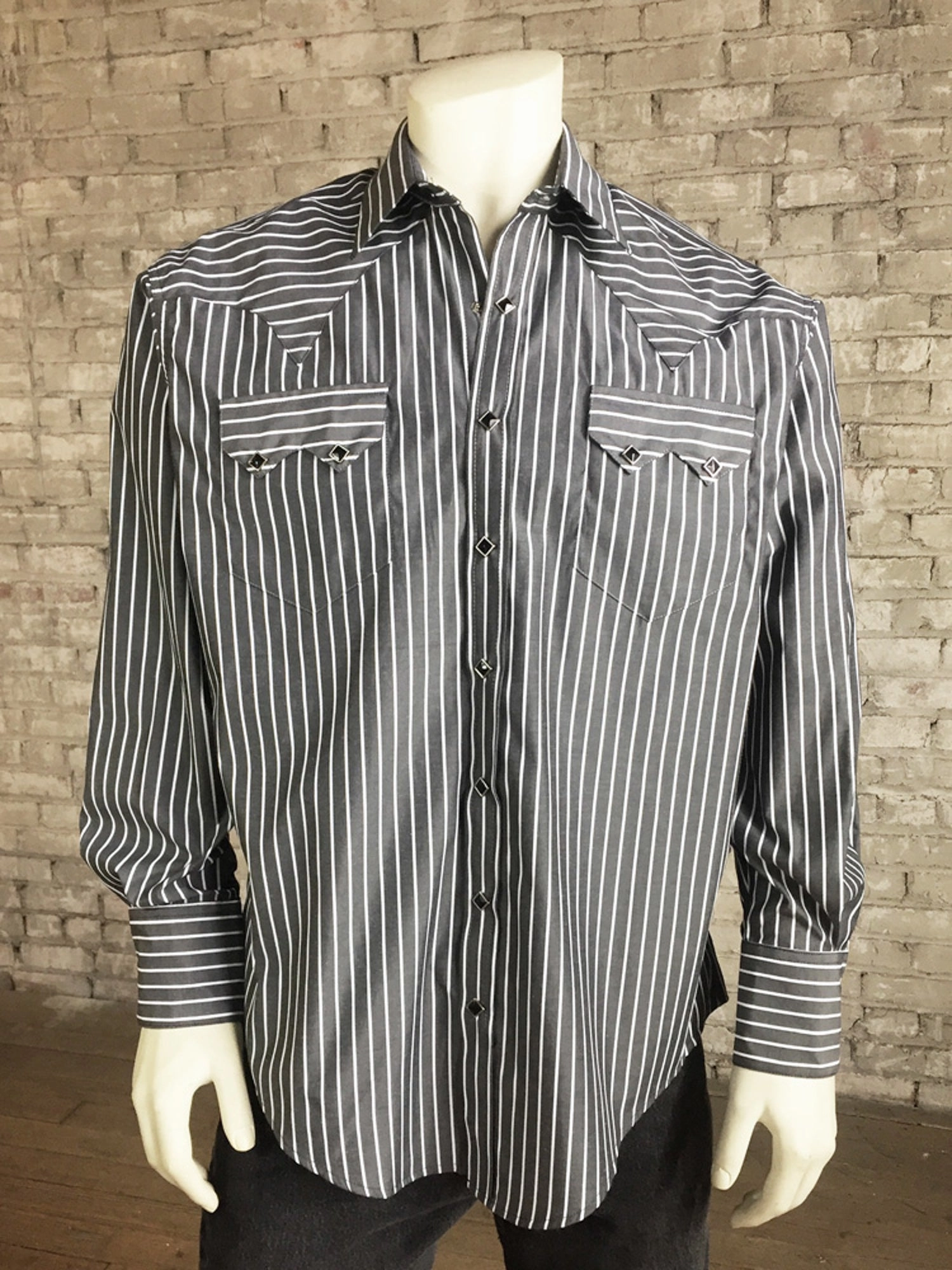 Rockmount Mens Black 100% Cotton Fine Stripe Western L/S Shirt Personalized Touch