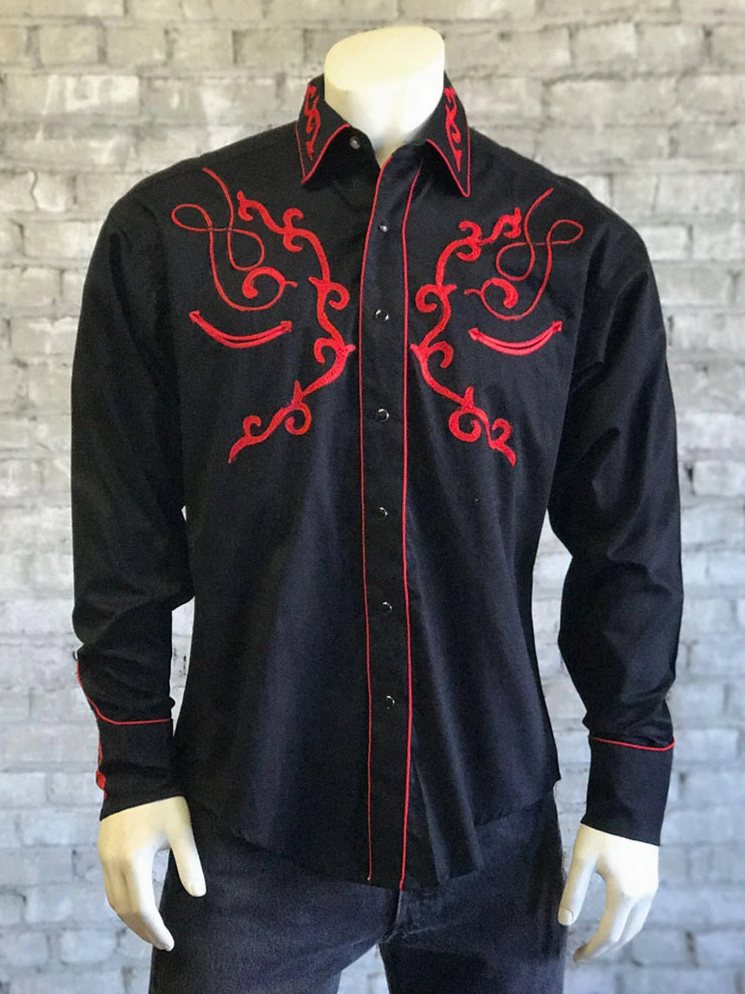 Rockmount Mens Black 100% Cotton Sugar Skull Vintage L/S Shirt Comfortable fit