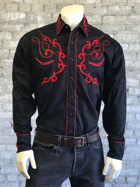 holiday season Checkered Print Rockmount Mens Black 100% Cotton Sugar Skull Vintage L/S Shirt