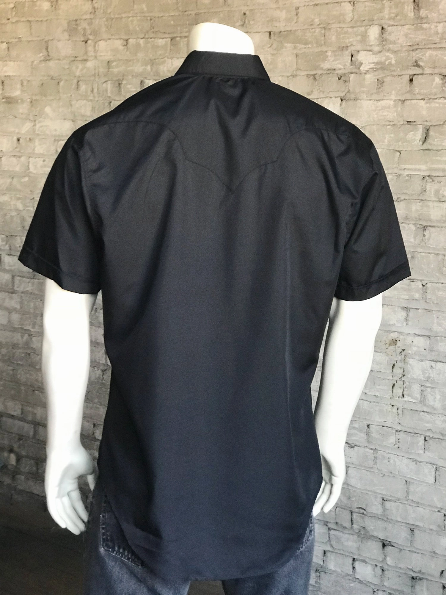 Rockmount Mens Black Cotton Blend Western Snap S/S Shirt Perfect Fit