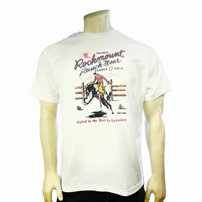 Rockmount Mens Bronc Rider White 100% Cotton S/S T-Shirt Oversized Cut Adult Wear