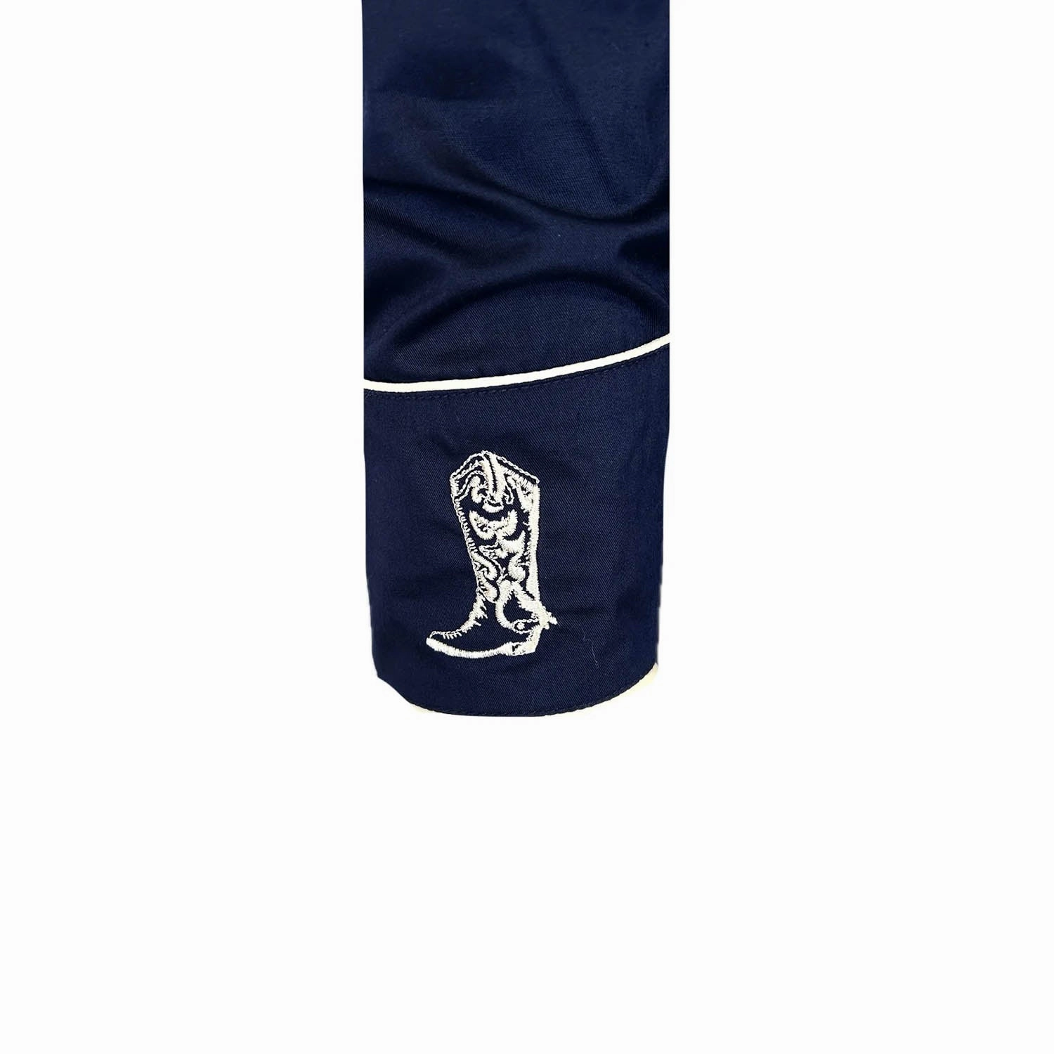 Rockmount Mens Guitar Boot and Hat Navy 100% Cotton L/S Shirt Smooth Zipper Design