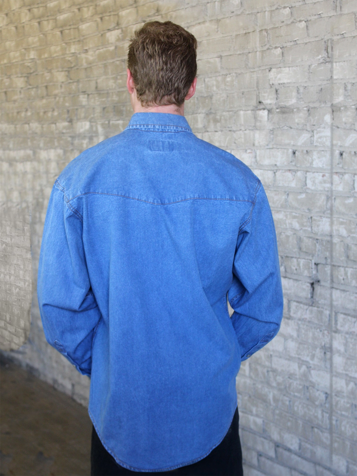 Sophisticated Elegance Personalized Touch Rockmount Mens Indigo 100% Cotton Stonewashed Denim L/S Shirt