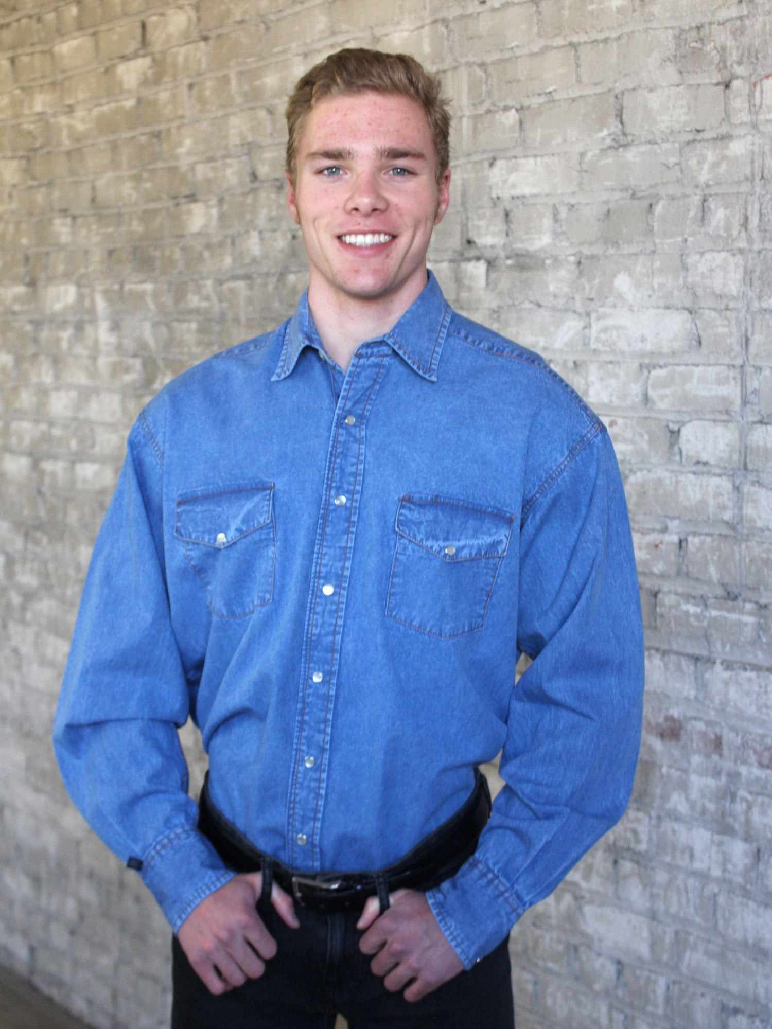 Rockmount Mens Indigo 100% Cotton Stonewashed Denim L/S Shirt Anti Static Lining Hooded Option