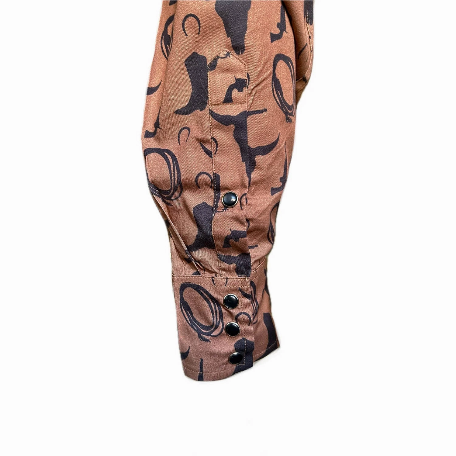 Rockmount Mens Lariat Boot Steer Skull Brown 100% Cotton L/S Shirt Loose Fit