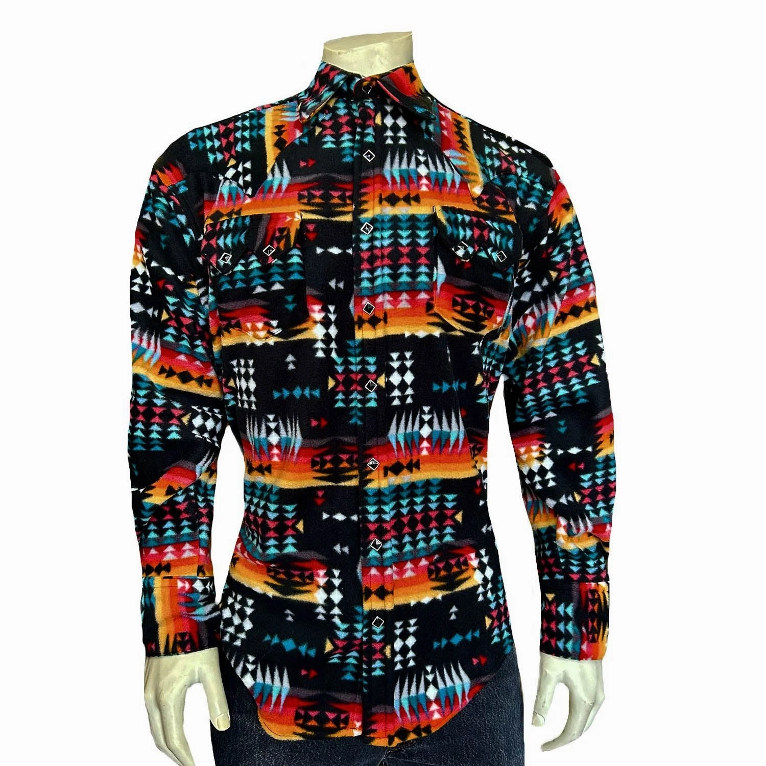 Rockmount Mens Native Pattern Western Black/Red 100% Cotton L/S Shirt Comfortable fit