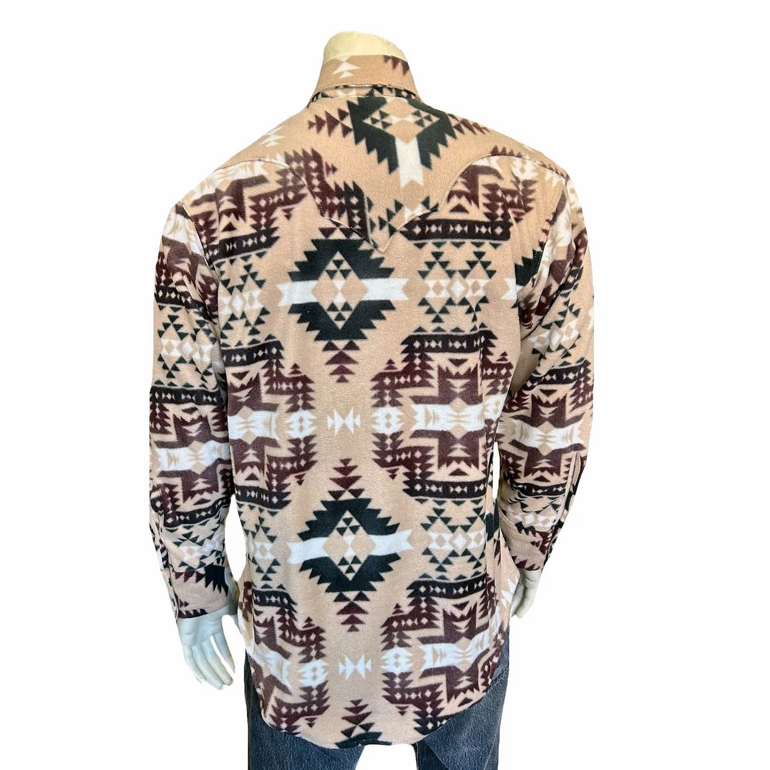 Gradient effect Casual Comfort Rockmount Mens Native Pattern Western Brown/Tan Fleece L/S Shirt