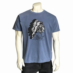 On-the-Go Fashion Rockmount Mens Western Chief Blue 100% Cotton S/S T-Shirt