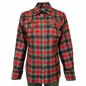 Rockmount Womens Buffalo Check Flannel Black/Red 100% Cotton L/S Shirt Cool Comfort