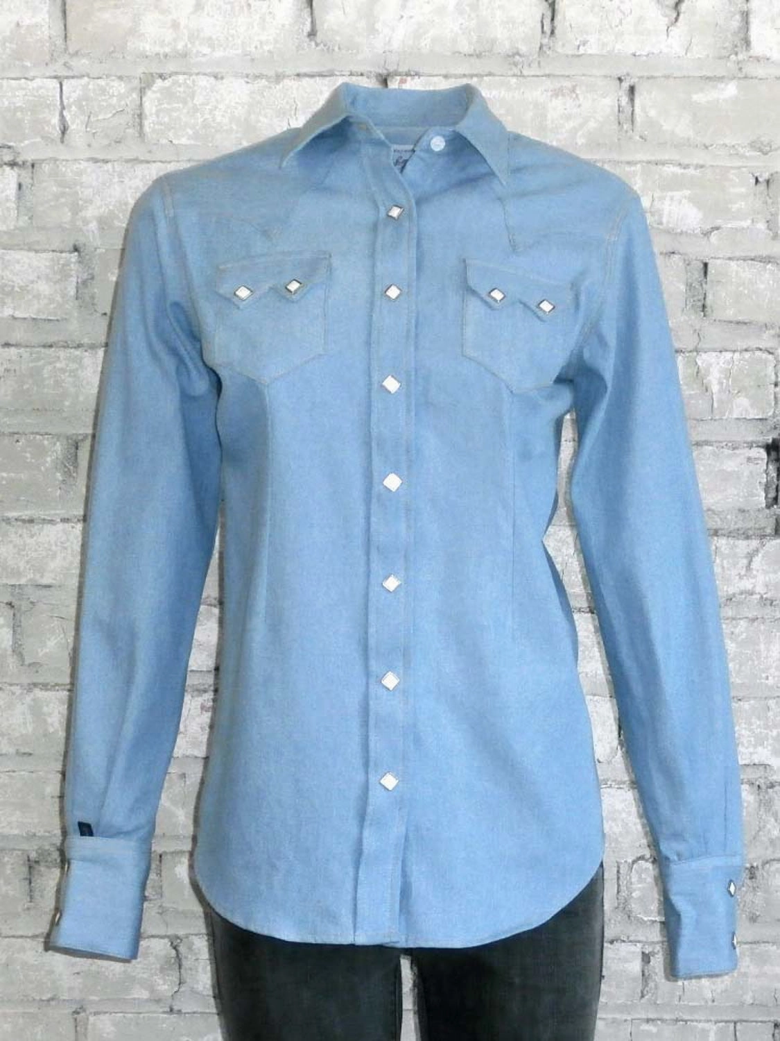 Compact Fold Design Rockmount Womens Denim 100% Cotton Stonewash Sawtooth Western L/S Shirt