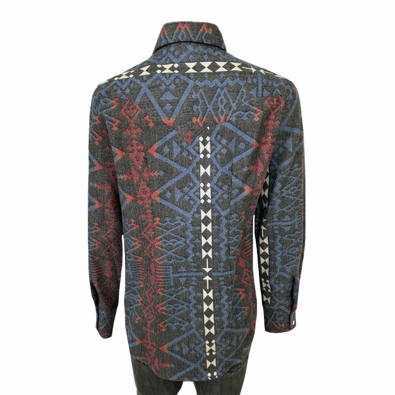 Casual Elegance Striped Design Rockmount Womens Flannel Jacquard Western Black/Red 100% Cotton L/S Shirt