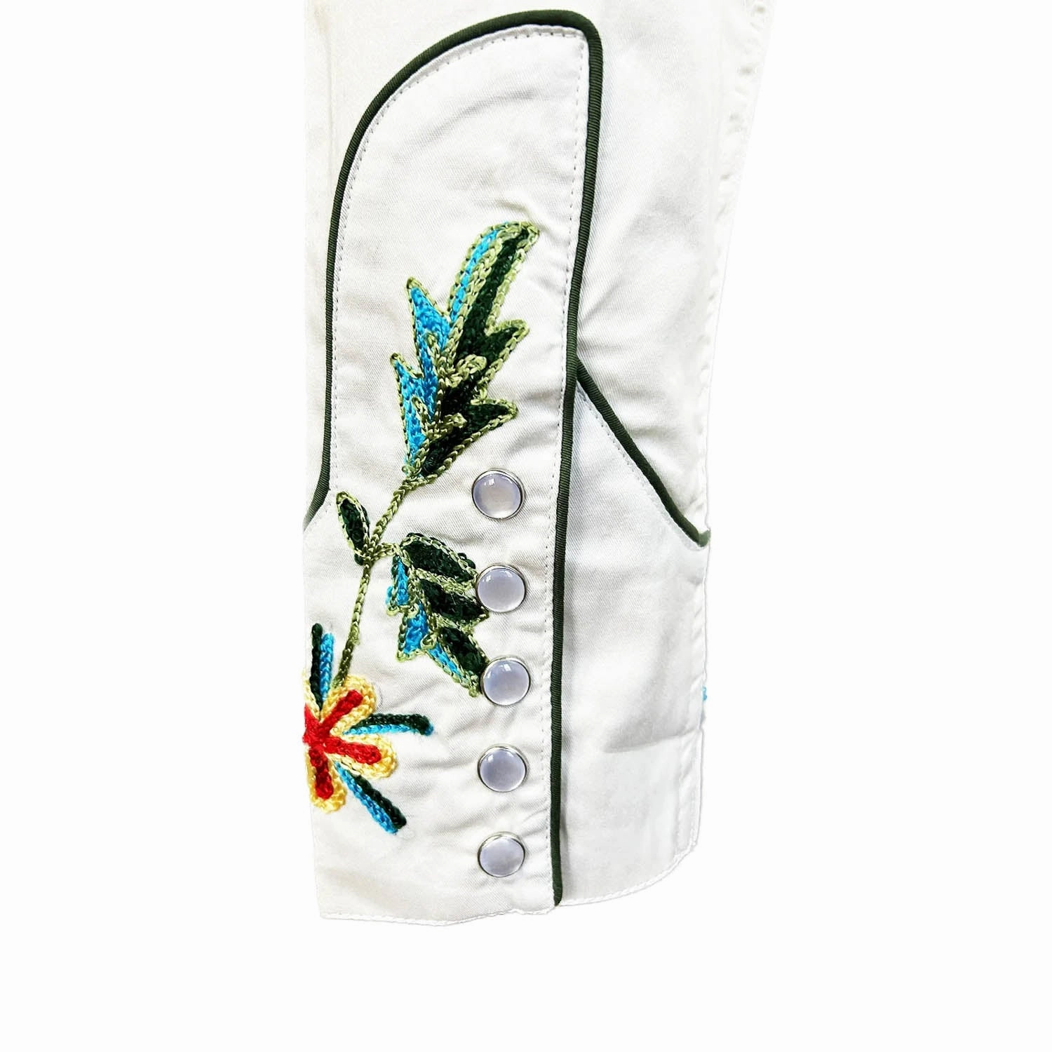 Pre Shrunk Cotton Blend Rockmount Womens Floral Embroidered Western Ivory 100% Cotton L/S Shirt