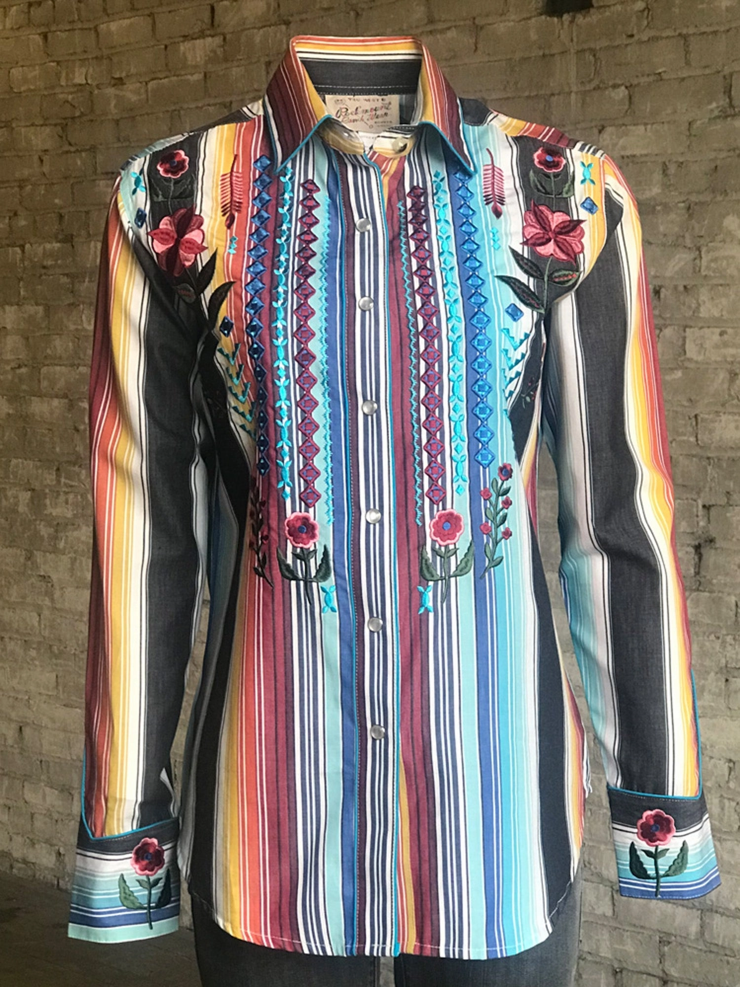 Rockmount Womens Serape 100% Cotton Boho Serape Western L/S Shirt Casual Sophistication