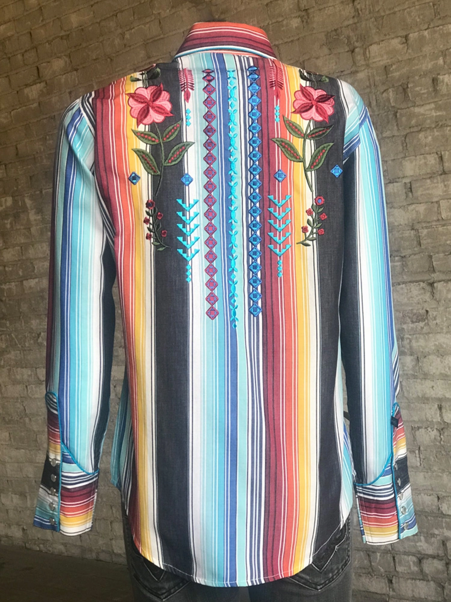 Lightweight Weave Rockmount Womens Serape 100% Cotton Boho Serape Western L/S Shirt