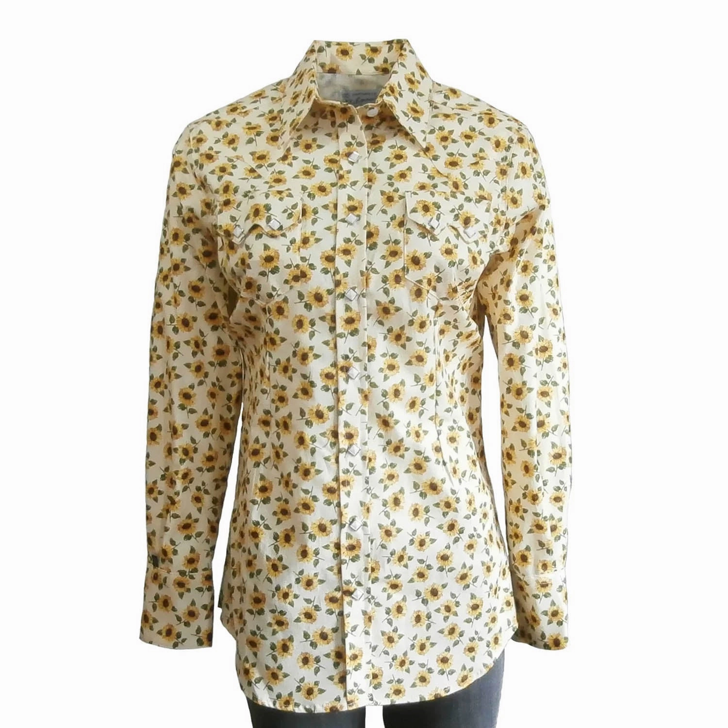 Unstructured Shoulder Rockmount Womens Vintage Floral Western Yellow 100% Cotton L/S Shirt