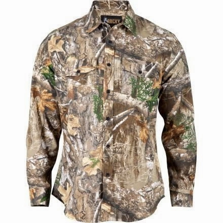 Local Favorite Festival Fashion Rocky Mens Prohunter Button Down Twill Realtree Edge 100% Cotton L/S Shirt