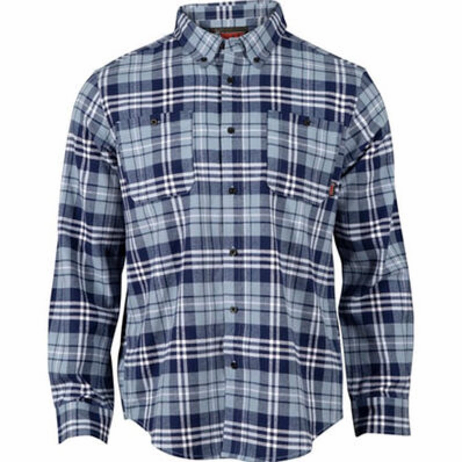 Sleek Silhouette Rocky Mens Worksmart Button Down Navy Plaid 100% Cotton L/S Shirt