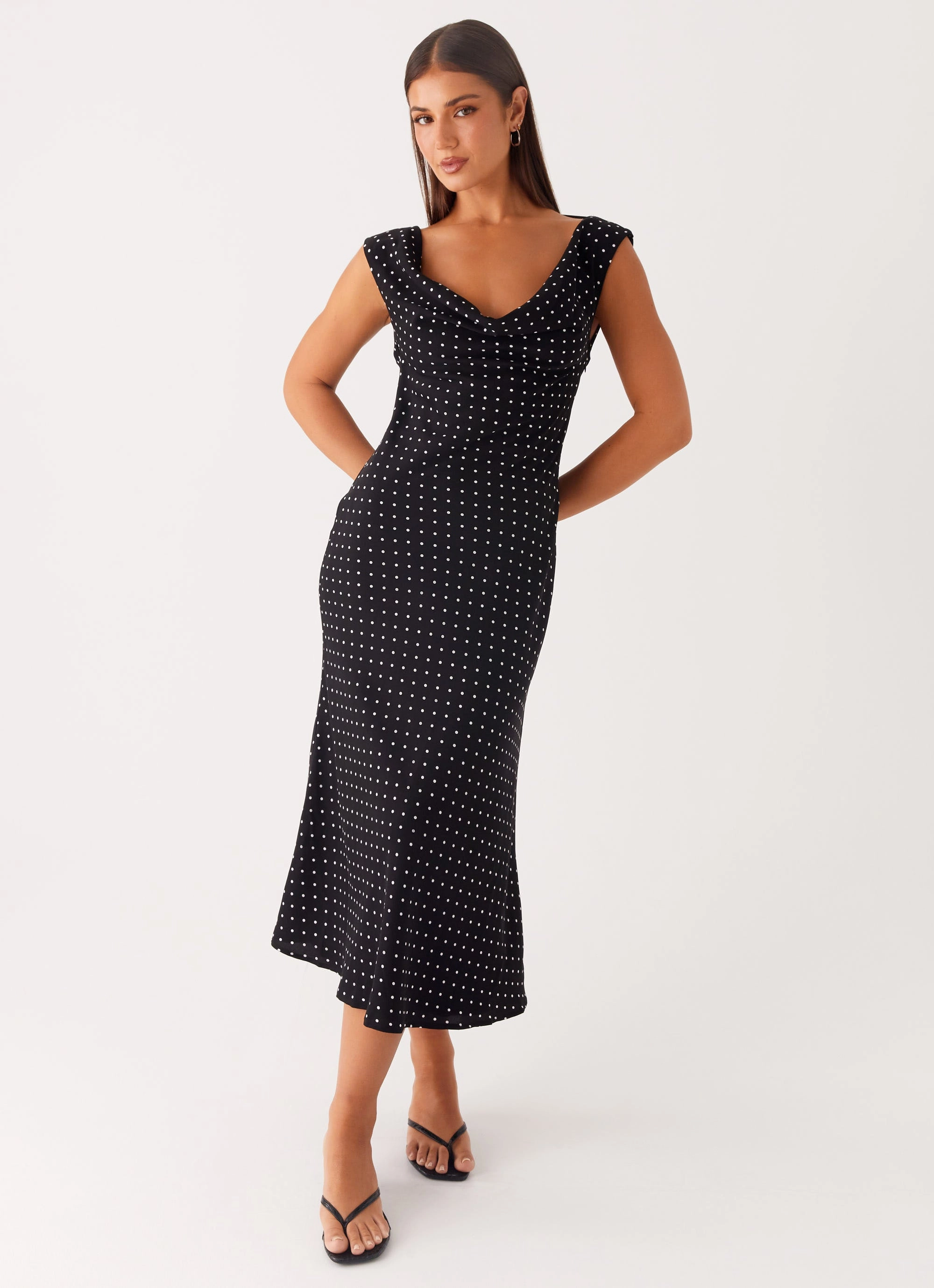 Role Model Maxi Dress - Black Polka Dot Windproof Coat