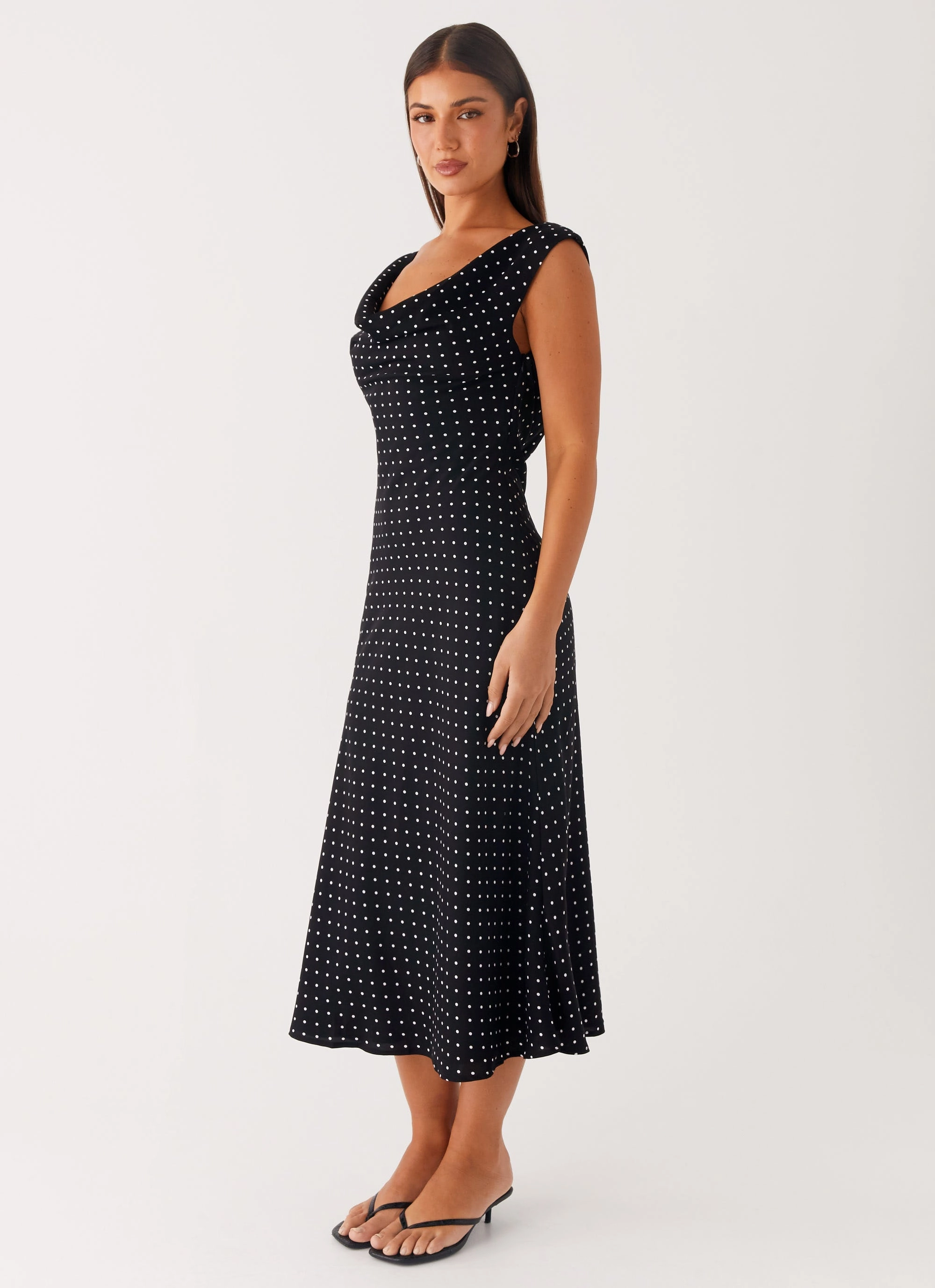Role Model Maxi Dress - Black Polka Dot Stylish Protective Coat Contemporary Jacket