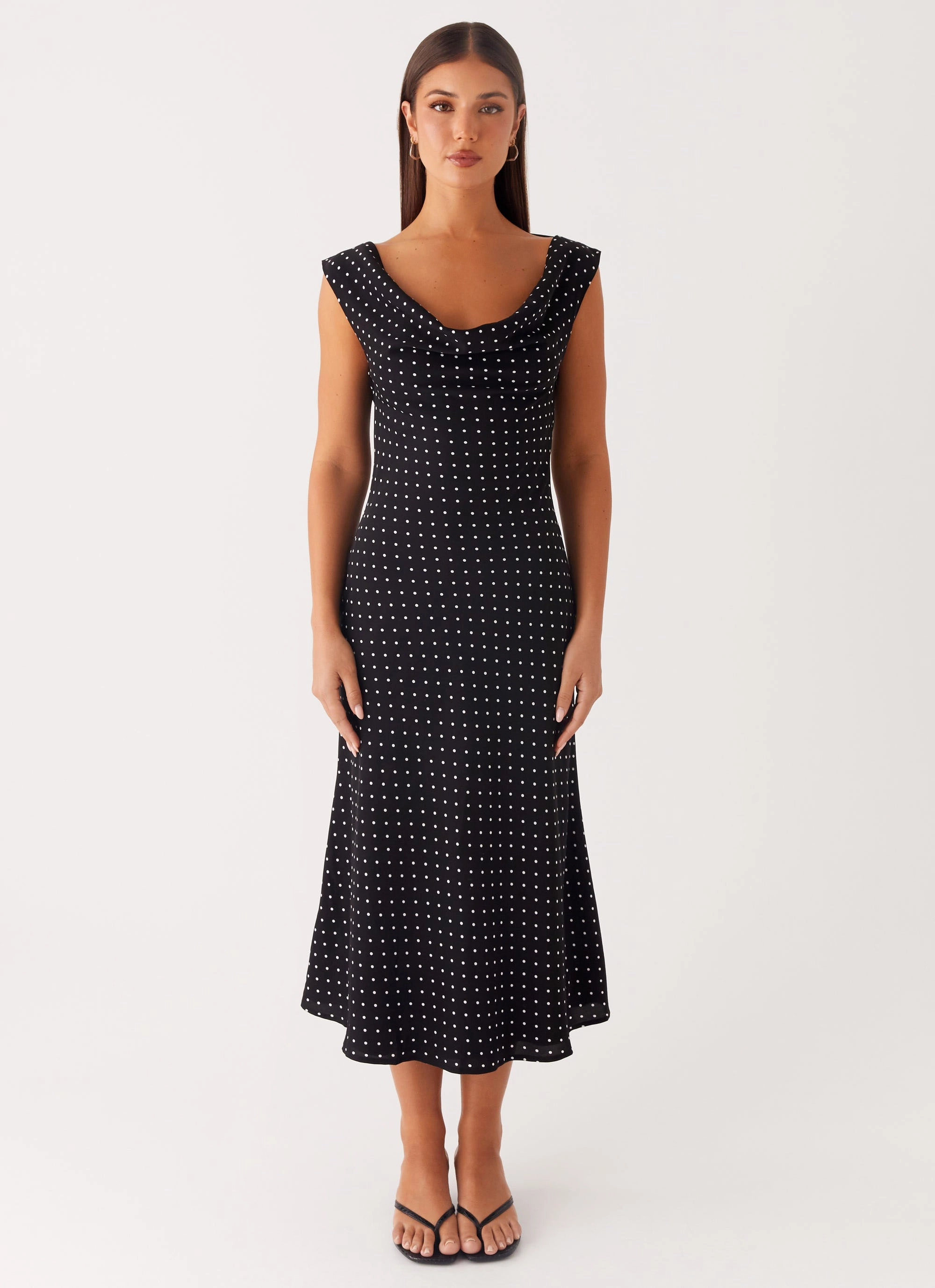 Urban Fashion Role Model Maxi Dress - Black Polka Dot