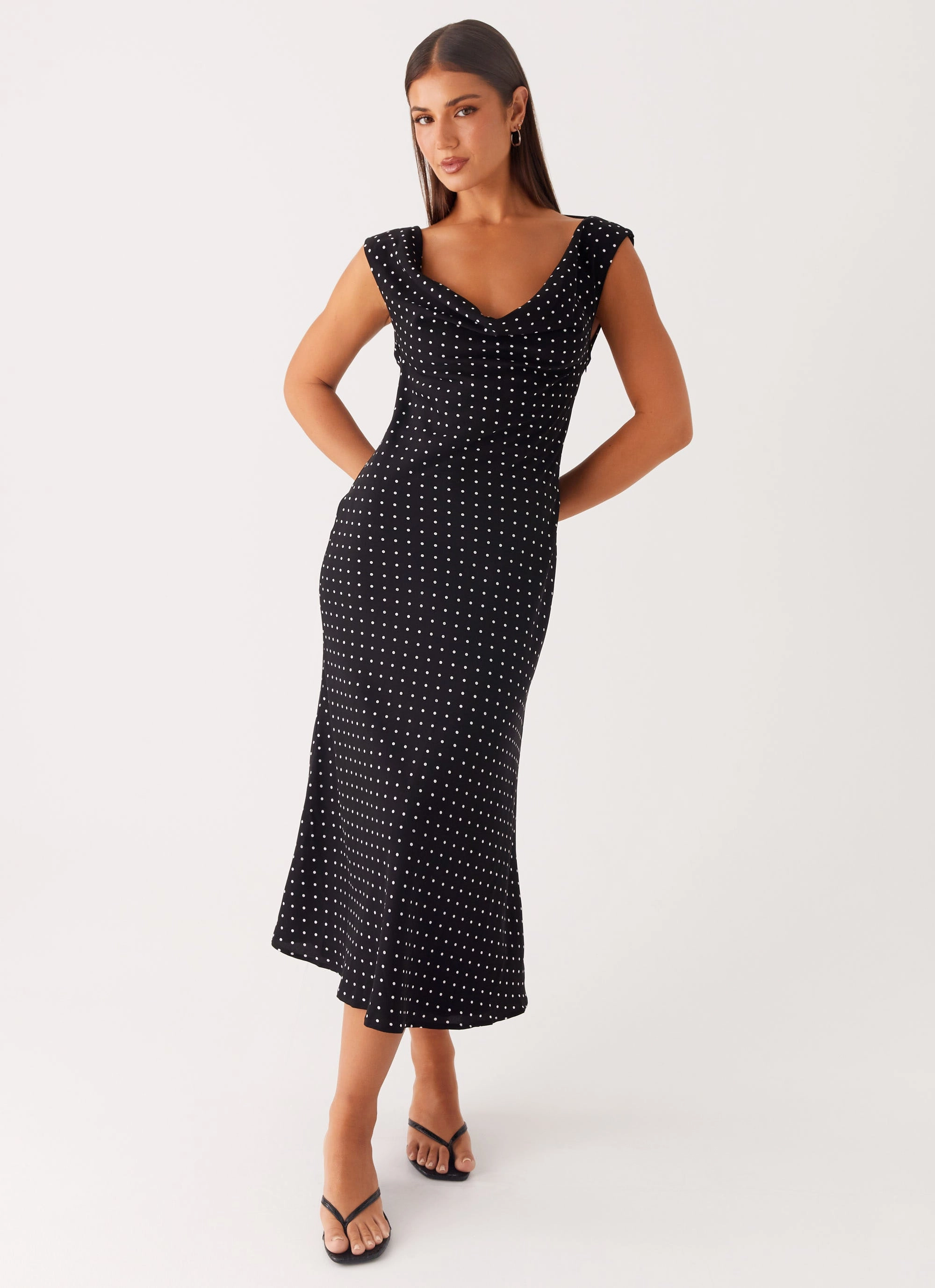 Role Model Maxi Dress - Black Polka Dot Soft Touch