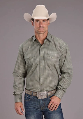 Professional Look Stetson Mens 2517 Smoke Diamonds Grey 100% Cotton L/S Shirt
