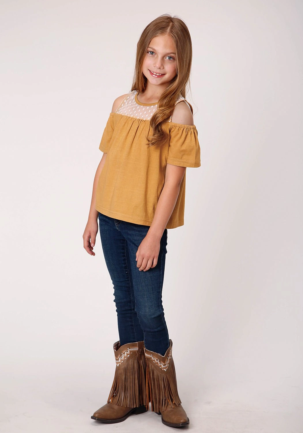 Reinforced Seams Roper Girls Yellow 100% Cotton Dip Dyed S/S Tunic