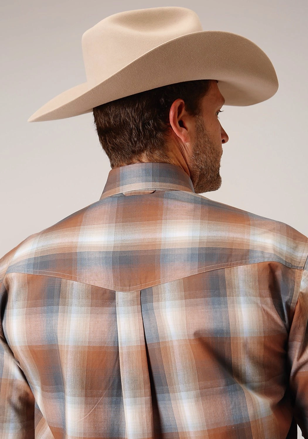 decorative element Roper Mens 1458 Copper Ombre Rust 100% Cotton Btn S/S Shirt