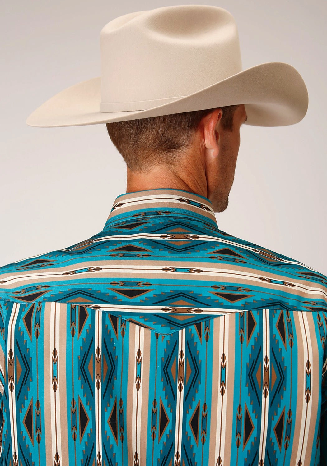 Roper Mens 1475 Aztec Stripe Green 100% Cotton S/S Shirt family gathering