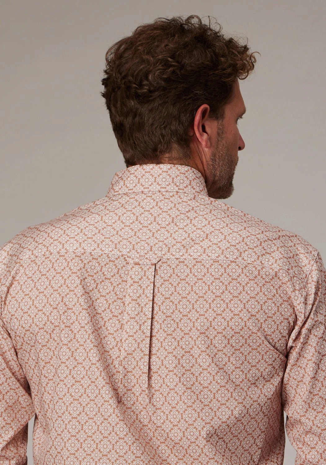 Soft Collar Design Seamless Shoulder Construction Roper Mens 2020 Medallion Clay 100% Cotton 1 Pkt L/S Shirt