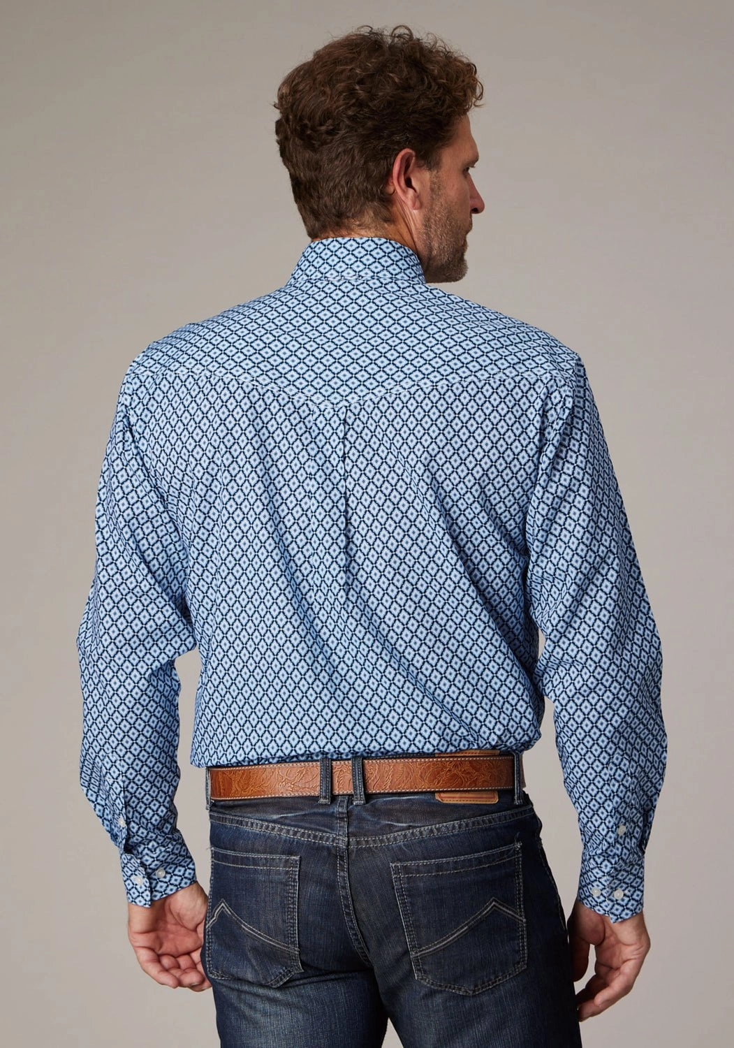 Breathable mesh Roper Mens 2023 Foulard Blue 100% Cotton Button L/S Shirt