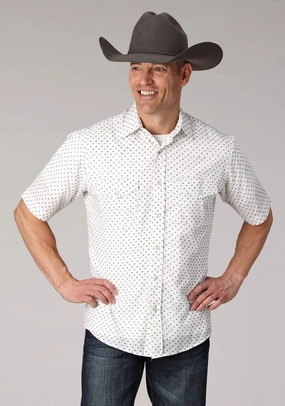 Youthful Appeal Sleeveless Cut Roper Mens 2065 Mini Floral White Cotton Blend S/S Shirt