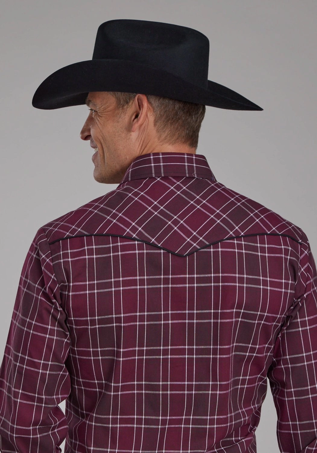 Boho chic Reinforced Buttonholes Roper Mens 2104 Plaid Wine/Black Cotton Blend L/S Shirt