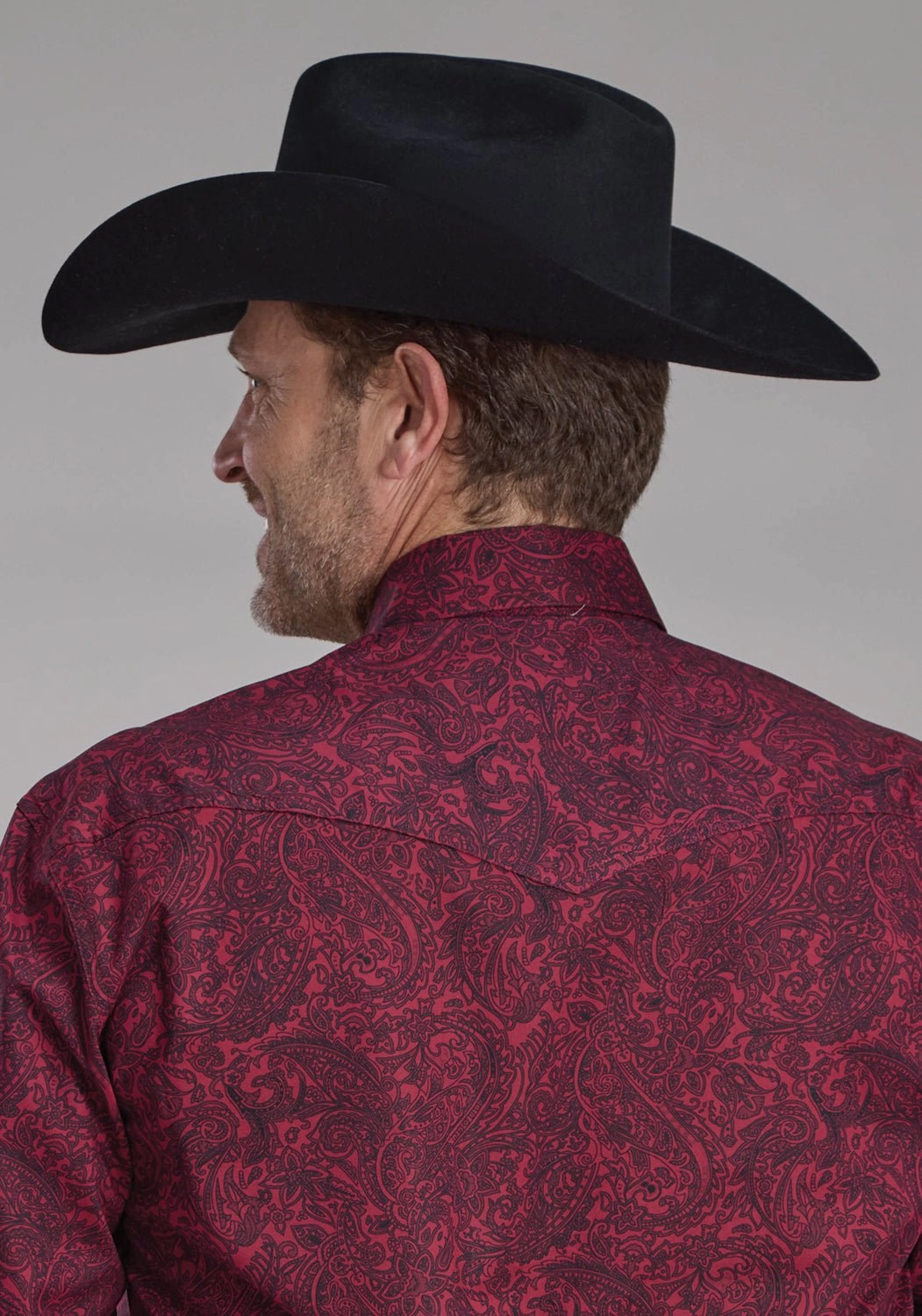 Chic Design Roper Mens 2241 Paisley Burgundy 100% Cotton L/S Shirt
