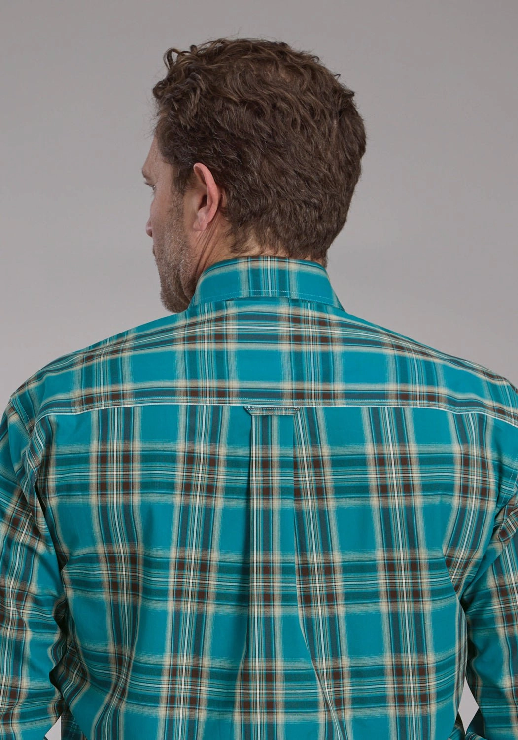 Roper Mens 2246 Real Plaid Teal 100% Cotton 1 Pkt L/S Shirt Wrinkle Resistant Double Stitched Seams