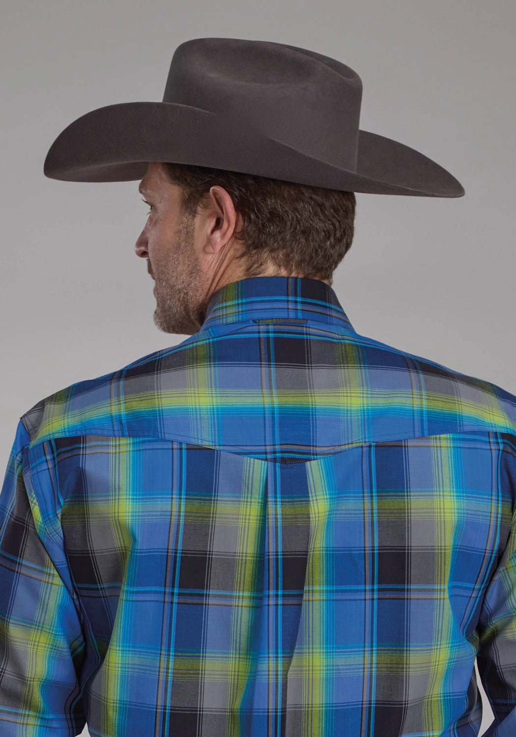 Tailored Cuffs Roper Mens 2247 Cobalt Plaid Blue 100% Cotton Btn L/S Shirt