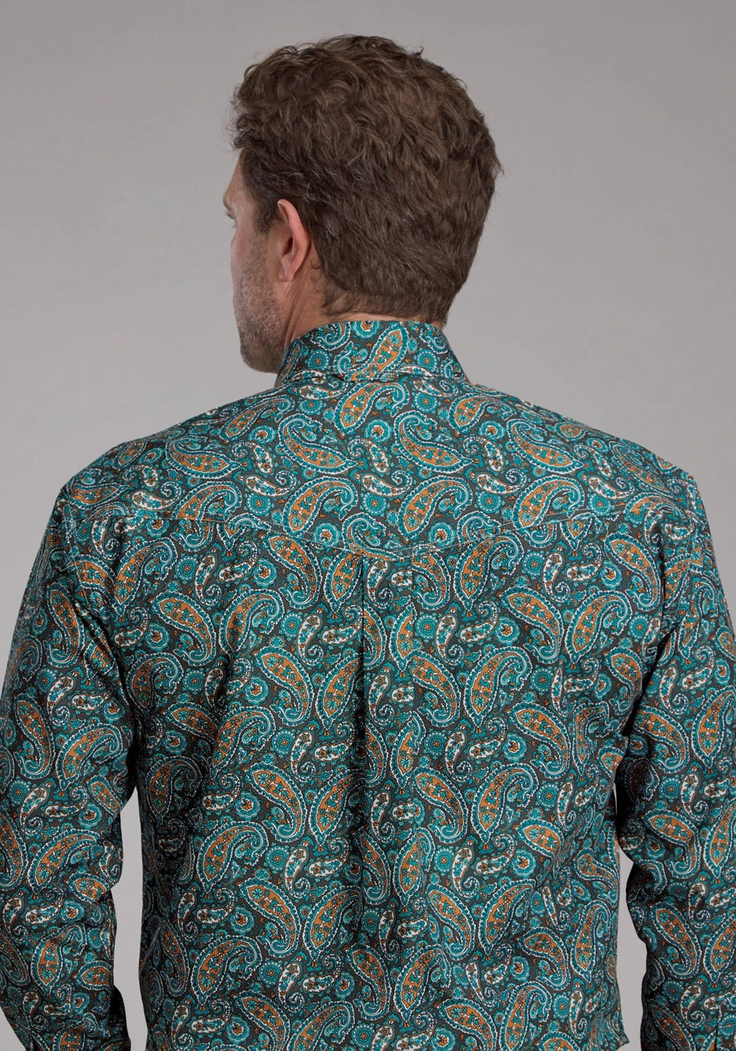 Travel Friendly High-Quality Craftsmanship Roper Mens 2382 Dusk Paisley Turquoise 100% Cotton Btn L/S Shirt