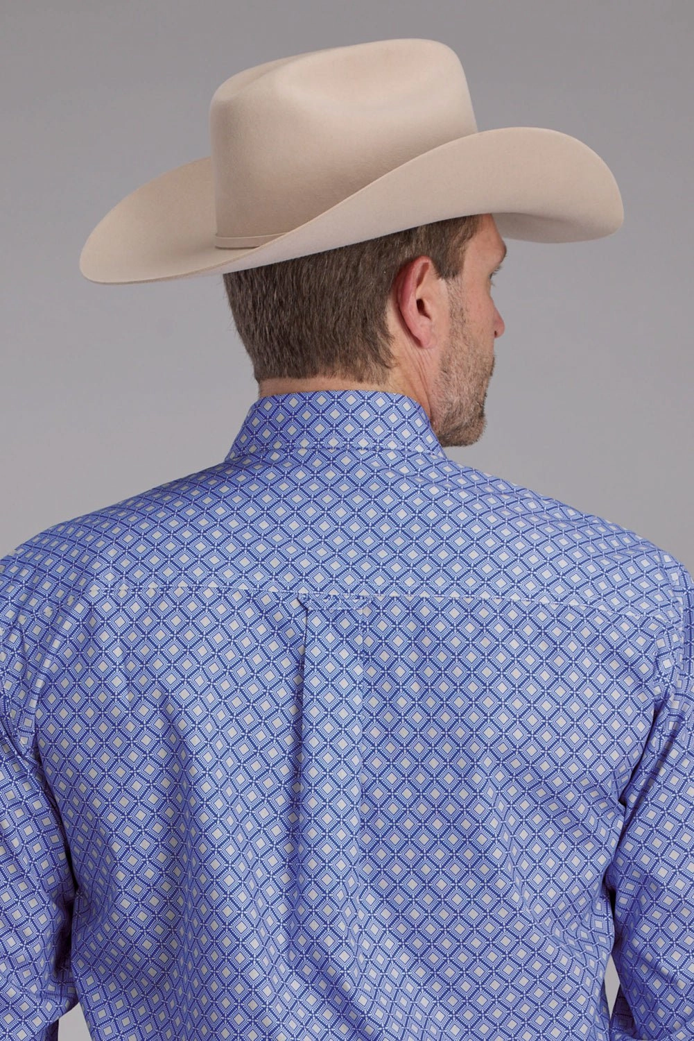 Embroidered Logo Athletic Cut Roper Mens 2385 Foulard Periwinkle 100% Cotton 1 Pkt L/S Shirt