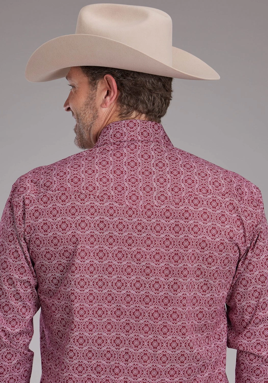 Everyday Wear Roper Mens 2386 Medallion Paisley Red Cotton Blend L/S Shirt