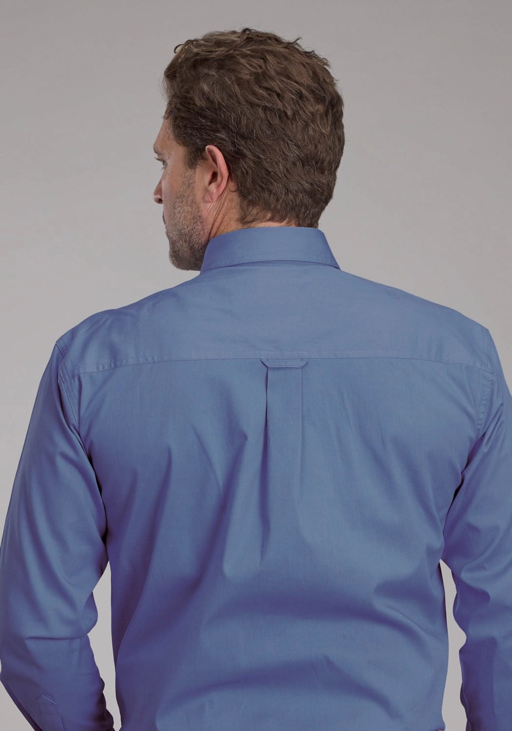 Roper Mens 2388 Solid Poplin Periwinkle Cotton Blend 1 Pkt L/S Shirt Sustainable Weave